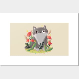 Cute gray cat Posters and Art